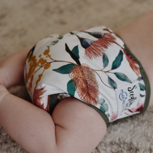 CUSTOMER MARKETPLACE | Seedling Baby Multi-fit Pocket Nappy | DELAMINATED COVER + SLACK ELASTICS